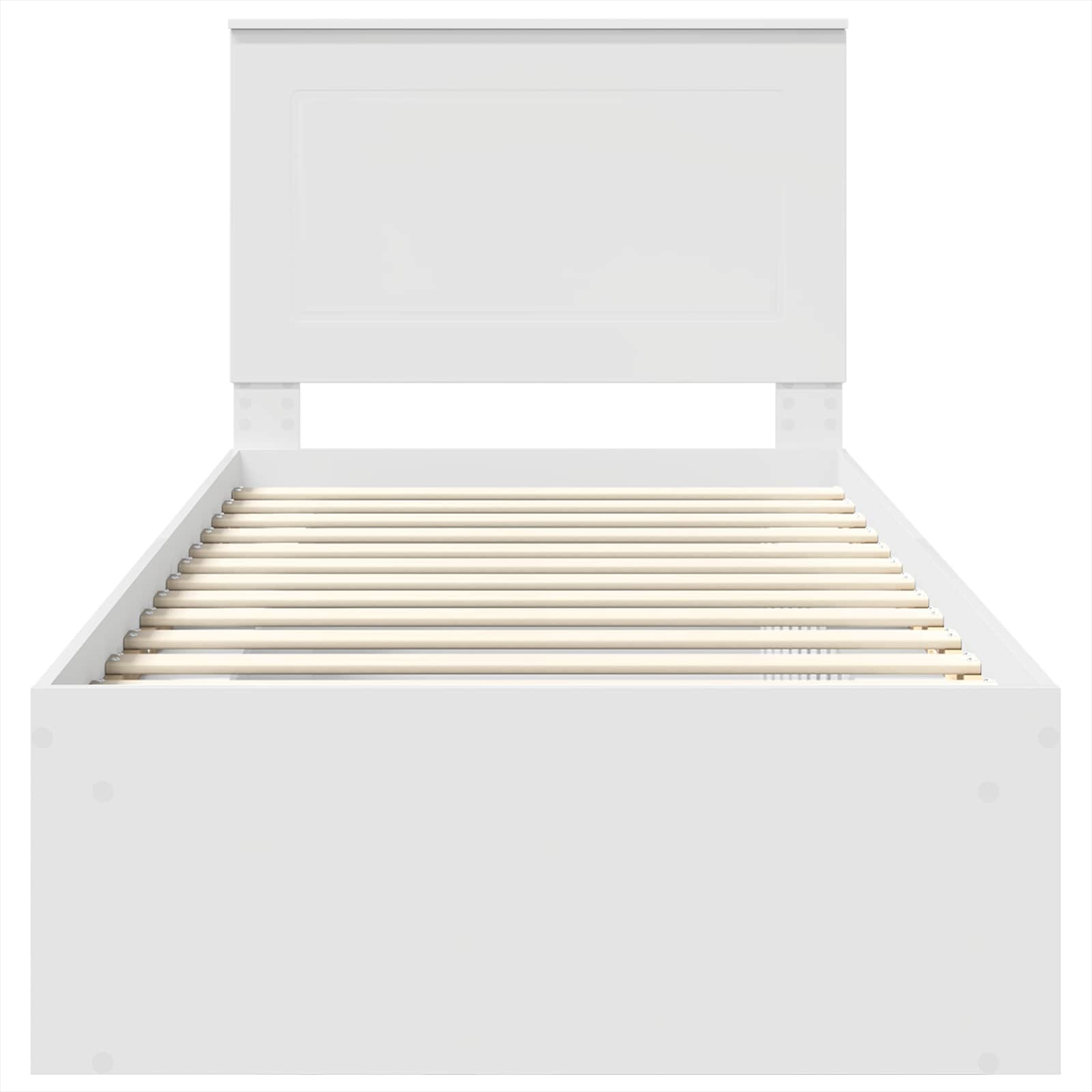 vidaXL Ramka łóżka Z zagłówkiem Biały 100 x 200 cm Lite drewno sosnowe