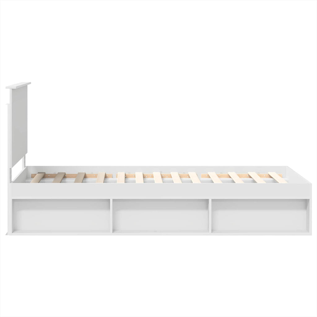 vidaXL Ramka łóżka Z zagłówkiem Biały 100 x 200 cm Lite drewno sosnowe