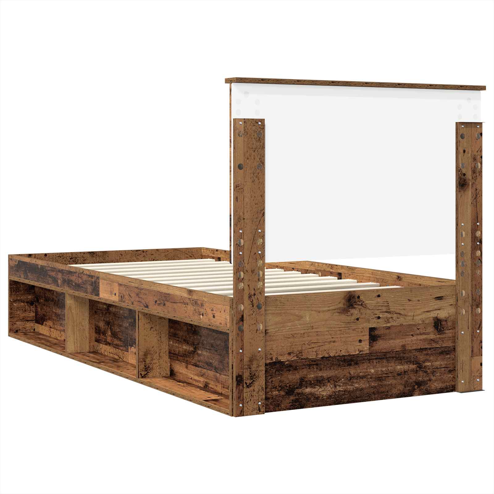 vidaXL Ramka łóżka Stare drewno 100 x 200 cm Lite drewno sosnowe