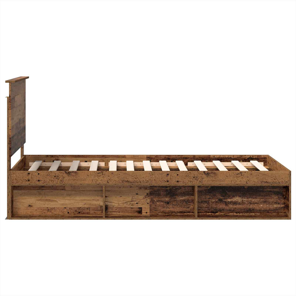 vidaXL Ramka łóżka Stare drewno 100 x 200 cm Lite drewno sosnowe