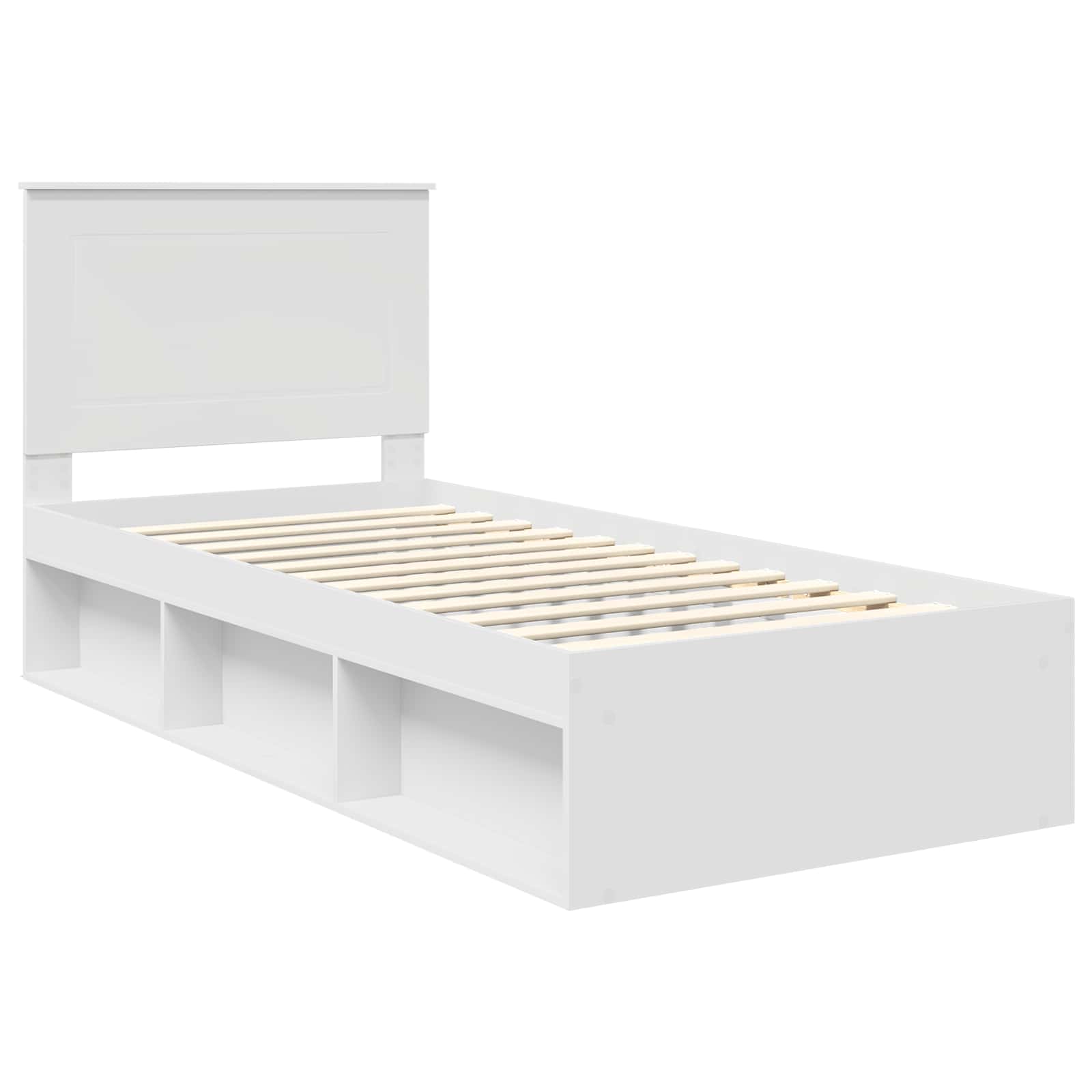vidaXL Ramka łóżka Z zagłówkiem Biały 90 x 190 cm Lite drewno sosnowe