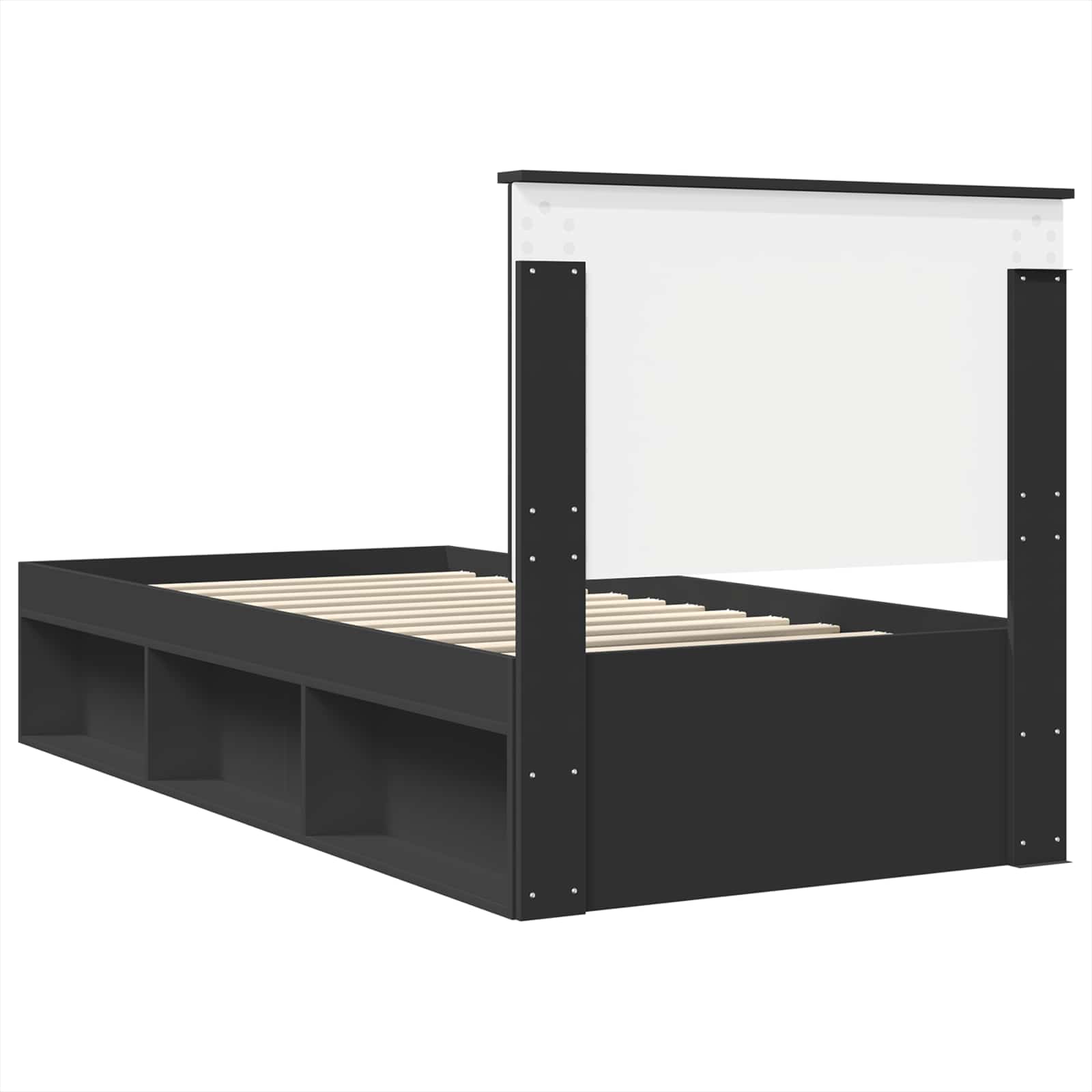vidaXL Ramka łóżka Z zagłówkiem Czarny 90 x 190 cm Lite drewno sosnowe