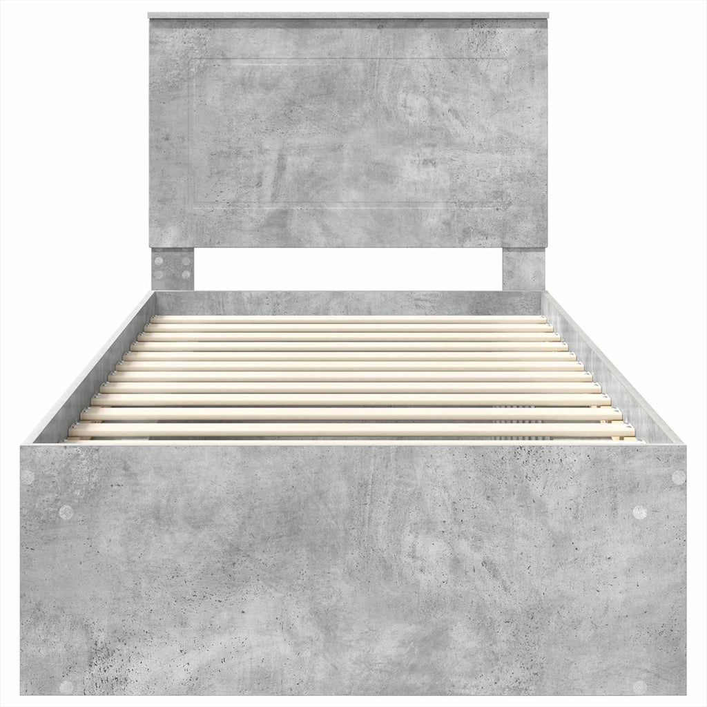 vidaXL Ramka łóżka Szary beton 90 x 190 cm Lite drewno sosnowe