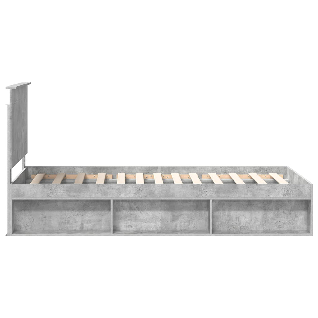vidaXL Ramka łóżka Szary beton 90 x 190 cm Lite drewno sosnowe