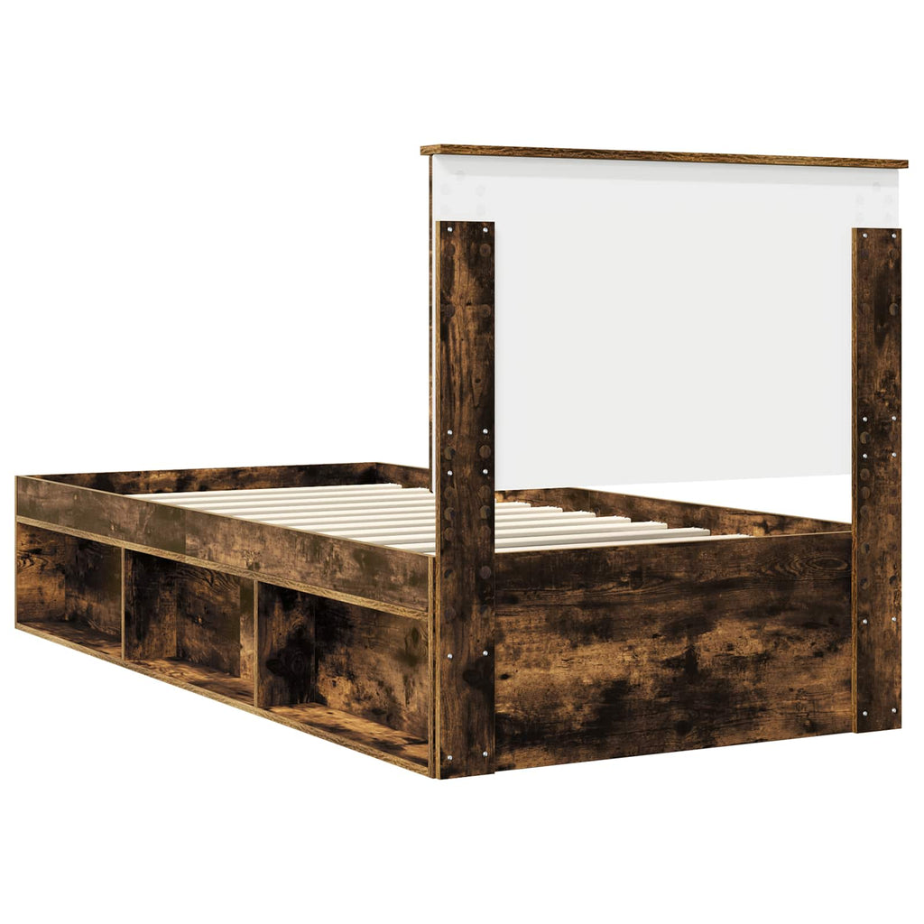 vidaXL Ramka łóżka Dąb wędzony 90 x 190 cm Lite drewno sosnowe
