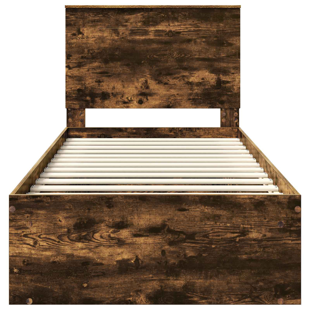 vidaXL Ramka łóżka Dąb wędzony 90 x 190 cm Lite drewno sosnowe