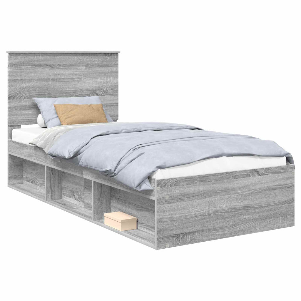 vidaXL Ramka łóżka Szary Sonoma 90 x 190 cm Lite drewno sosnowe