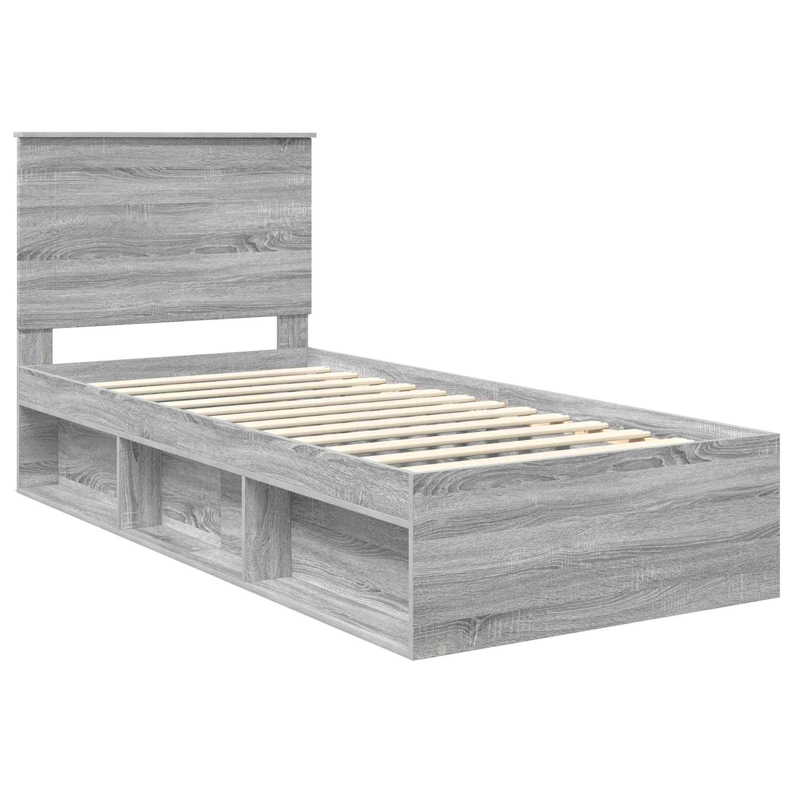 vidaXL Ramka łóżka Szary Sonoma 90 x 190 cm Lite drewno sosnowe