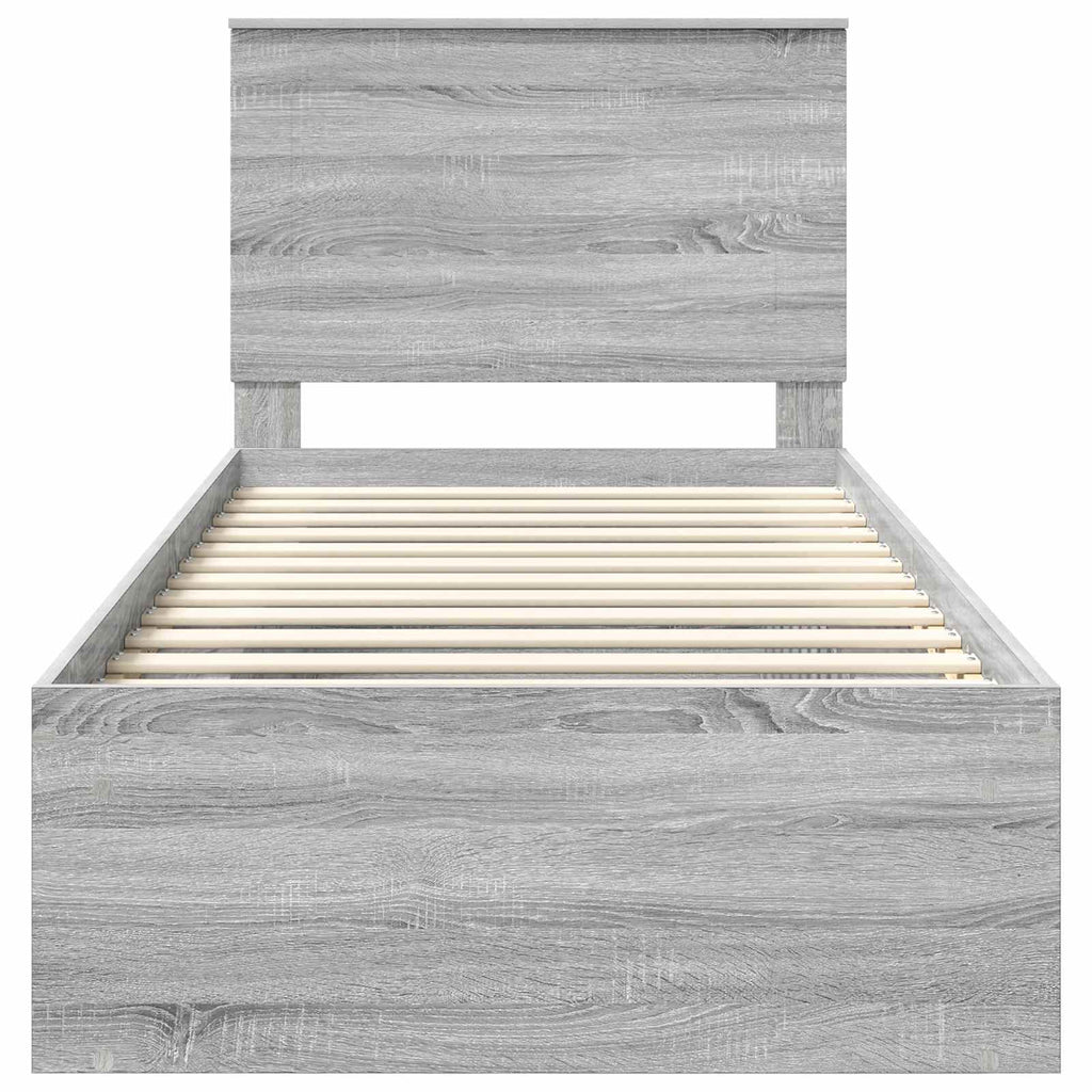 vidaXL Ramka łóżka Szary Sonoma 90 x 190 cm Lite drewno sosnowe