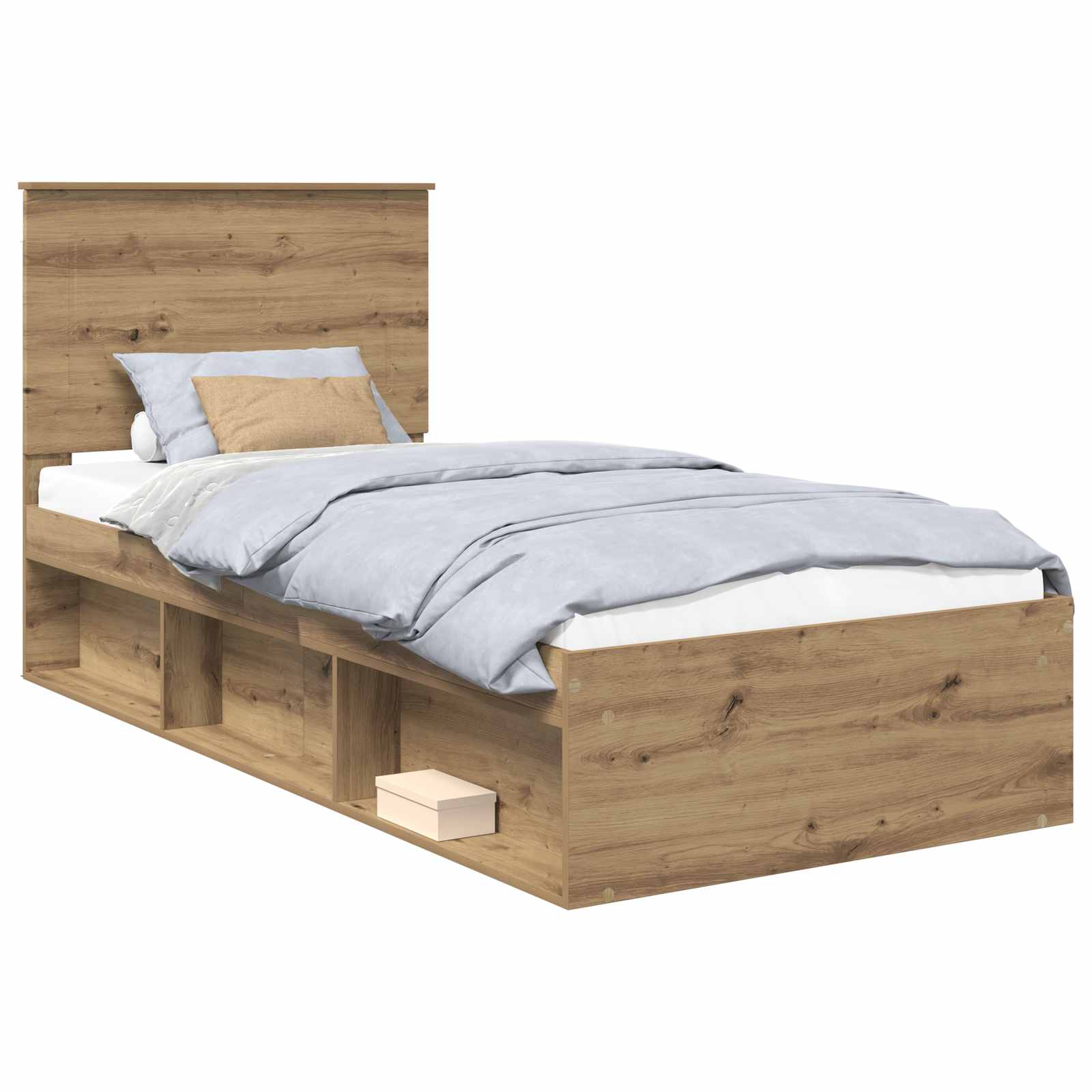 vidaXL Ramka łóżka Dąb rzemieślniczy 90 x 190 cm Lite drewno sosnowe