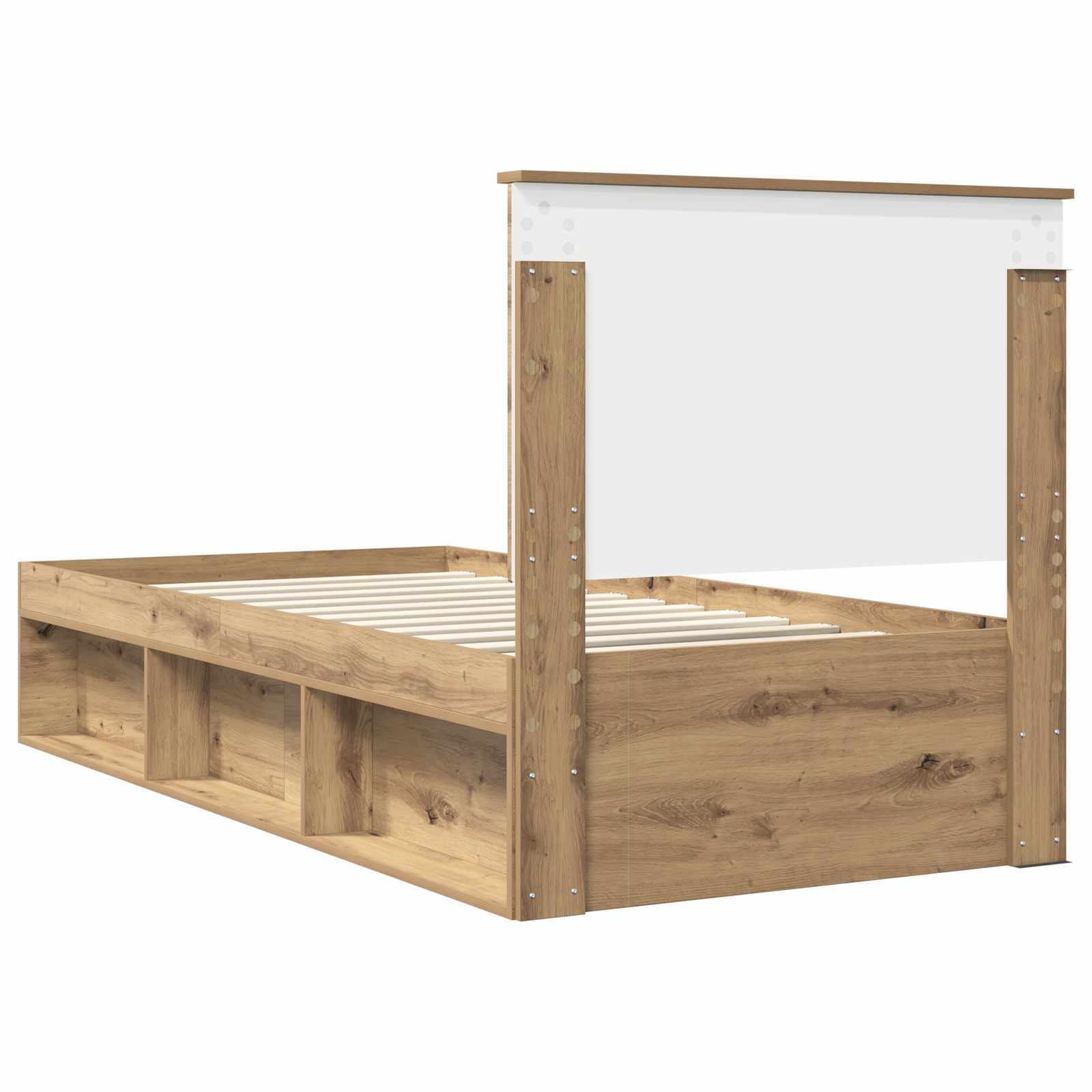 vidaXL Ramka łóżka Dąb rzemieślniczy 90 x 190 cm Lite drewno sosnowe