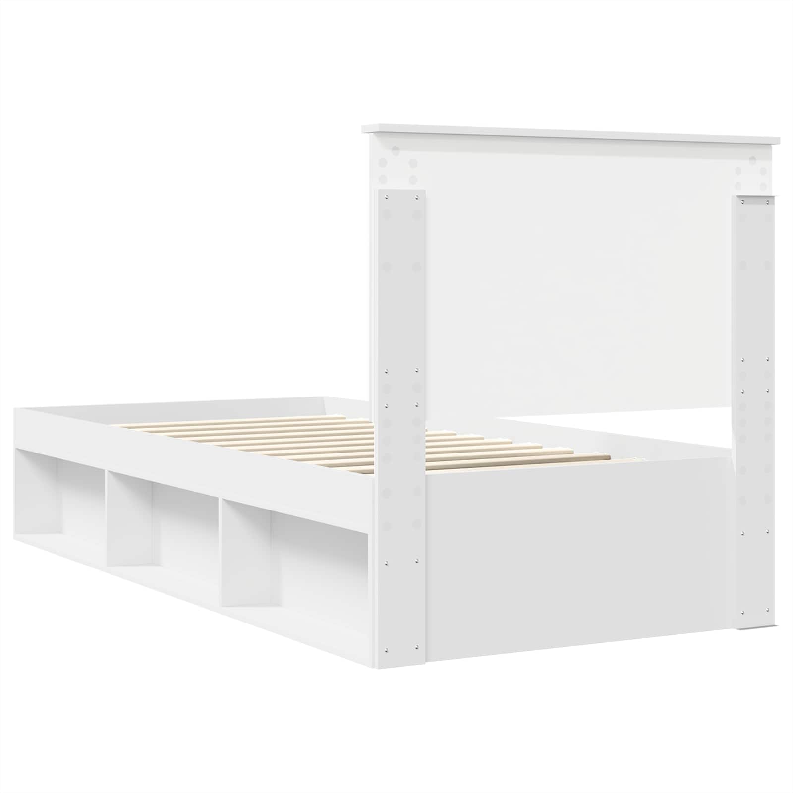 vidaXL Ramka łóżka Z zagłówkiem Biały 90 x 200 cm Lite drewno sosnowe