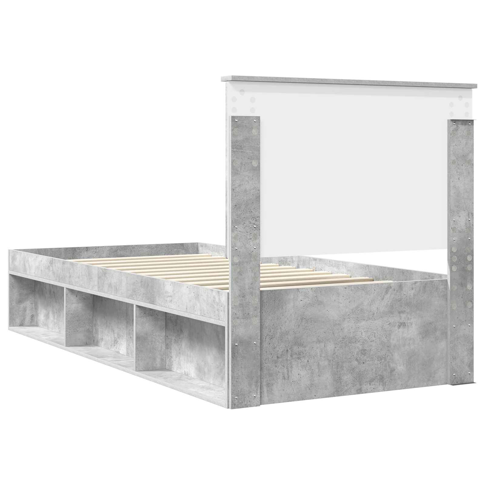 vidaXL Ramka łóżka Betonowy 90 x 200 cm Lite drewno sosnowe