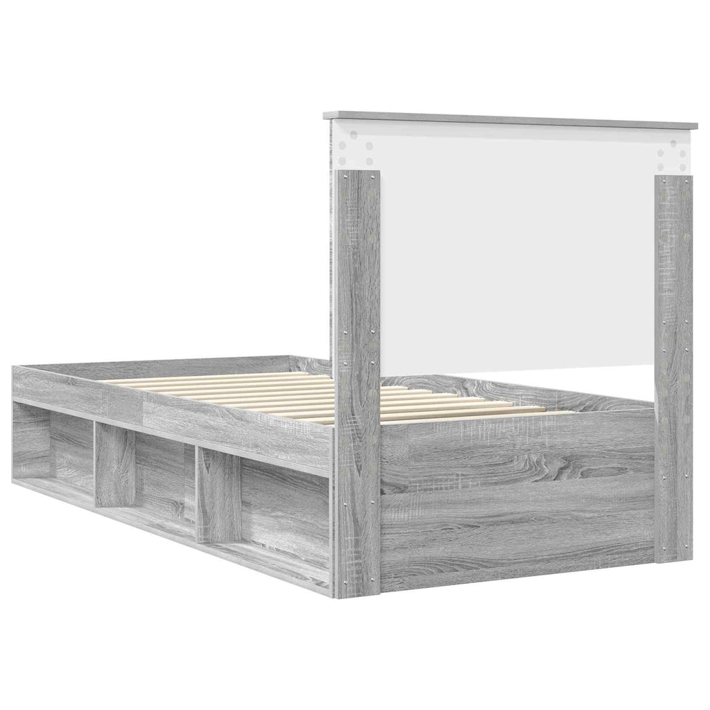 vidaXL Ramka łóżka Szary Sonoma 90 x 200 cm Lite drewno sosnowe