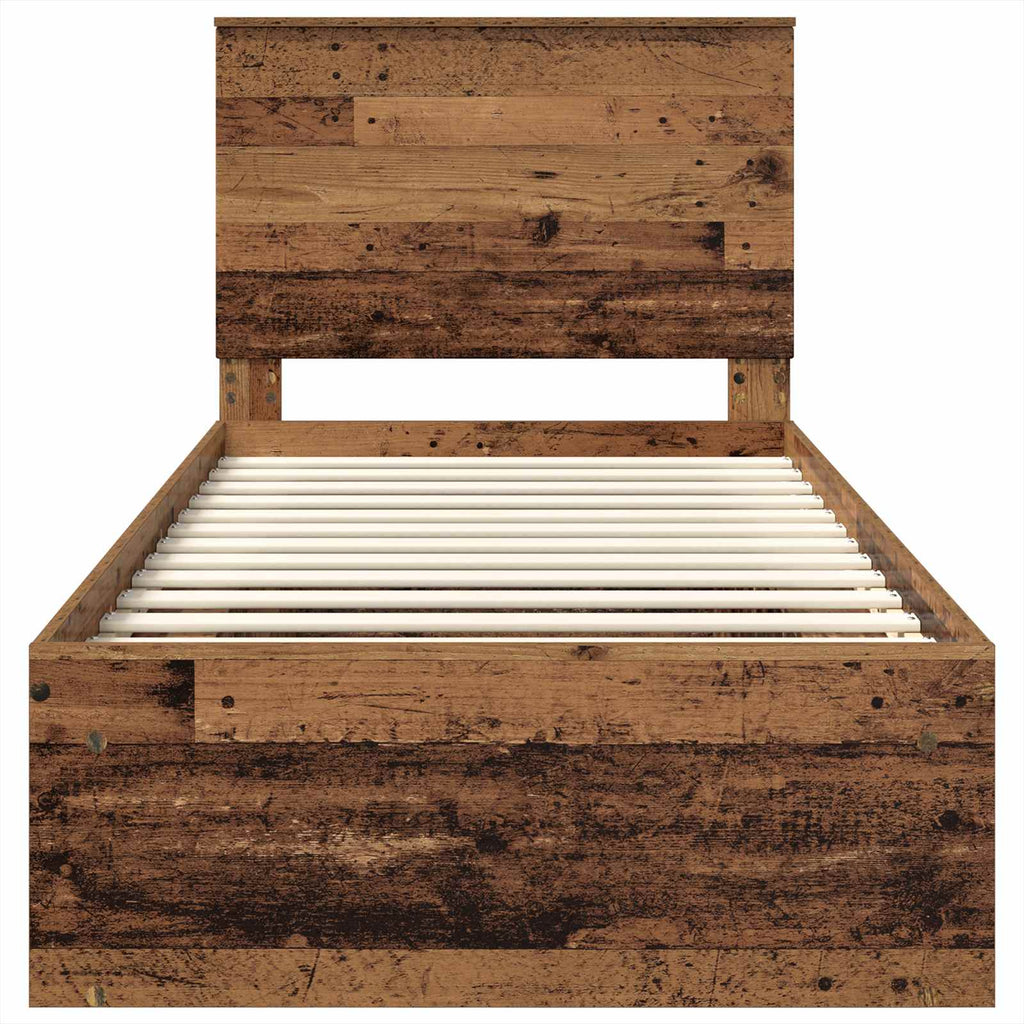 vidaXL Ramka łóżka Stare drewno 90 x 200 cm Lite drewno sosnowe