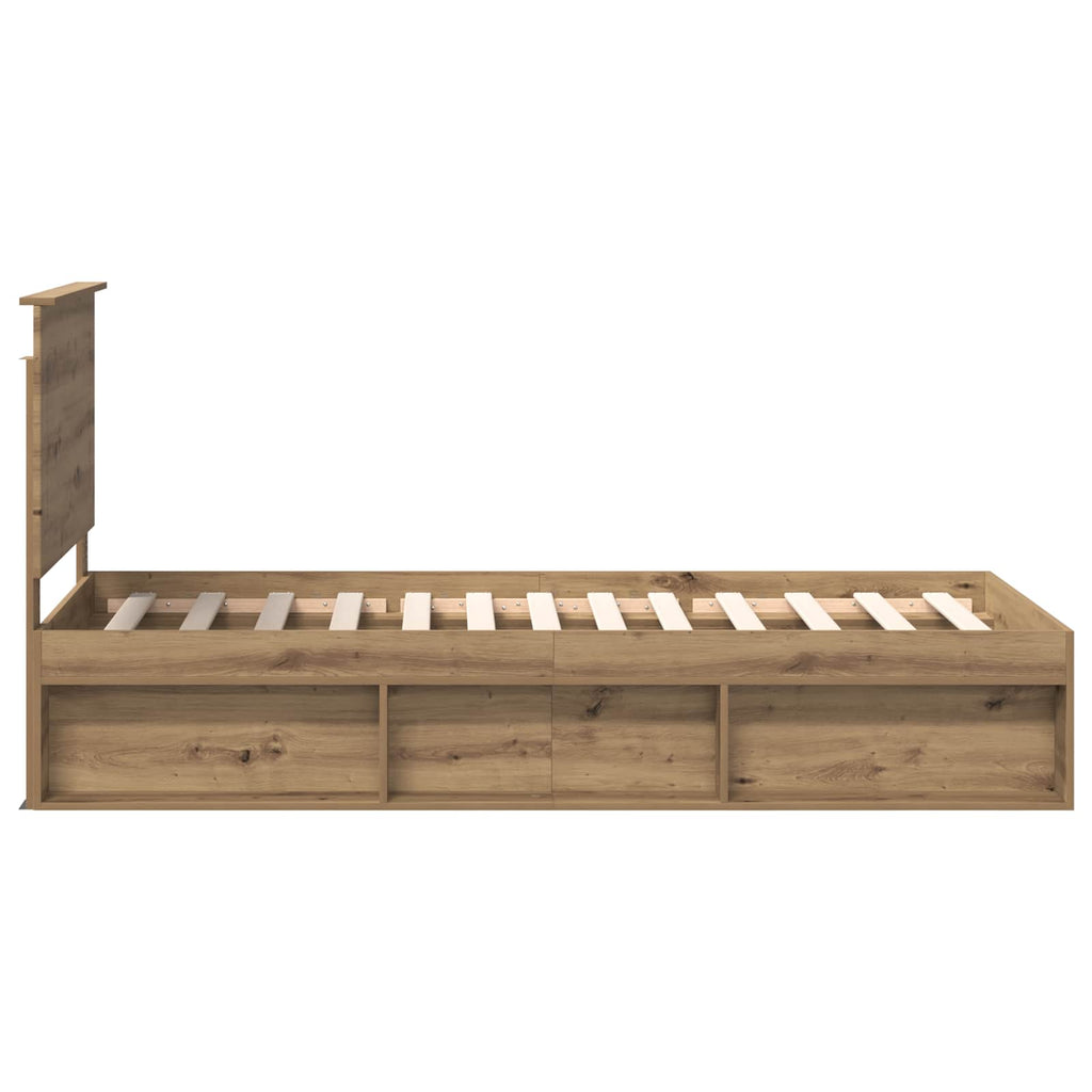 vidaXL Ramka łóżka Dąb rzemieślniczy 90 x 200 cm Lite drewno sosnowe