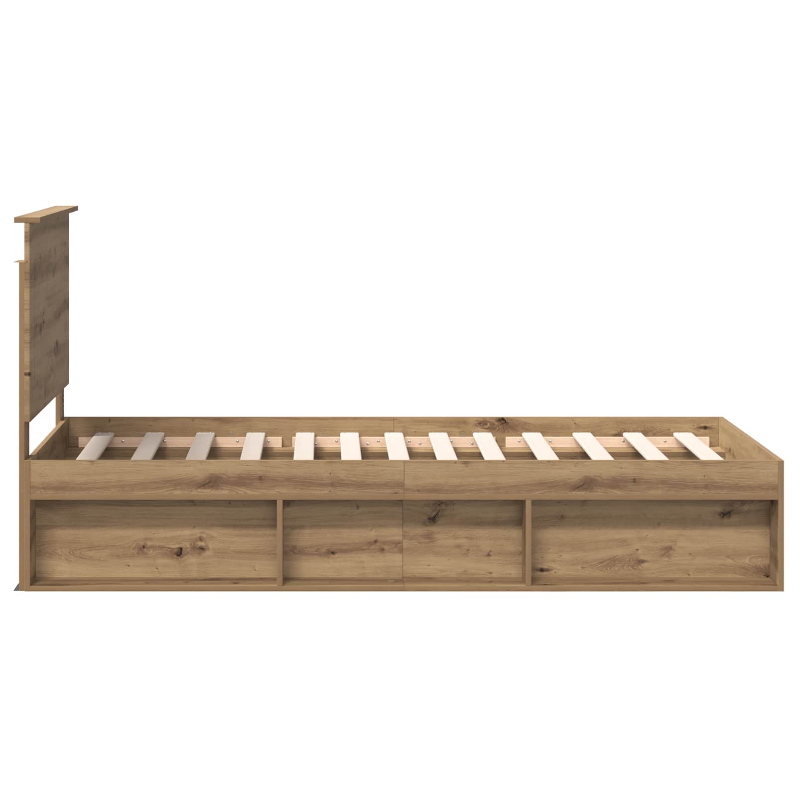 vidaXL Ramka łóżka Dąb rzemieślniczy 90 x 200 cm Lite drewno sosnowe