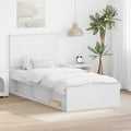 vidaXL Ramka łóżka Z zagłówkiem Biały 75 x 190 cm Lite drewno sosnowe