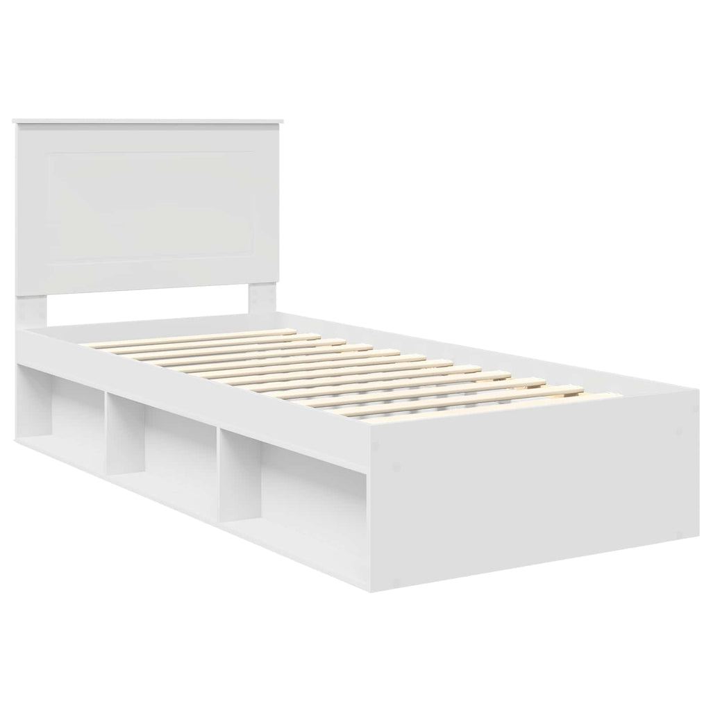 vidaXL Ramka łóżka Z zagłówkiem Biały 75 x 190 cm Lite drewno sosnowe