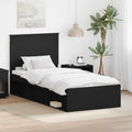 vidaXL Ramka łóżka Z zagłówkiem Czarny 75 x 190 cm Lite drewno sosnowe