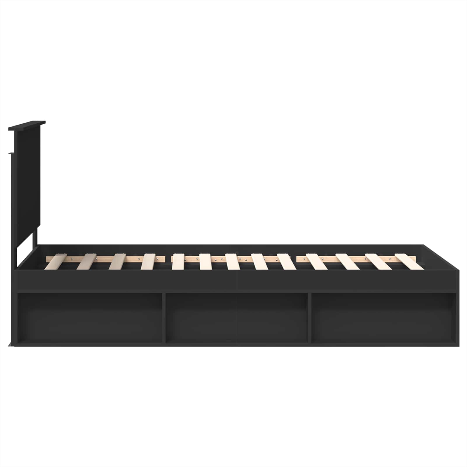 vidaXL Ramka łóżka Z zagłówkiem Czarny 75 x 190 cm Lite drewno sosnowe