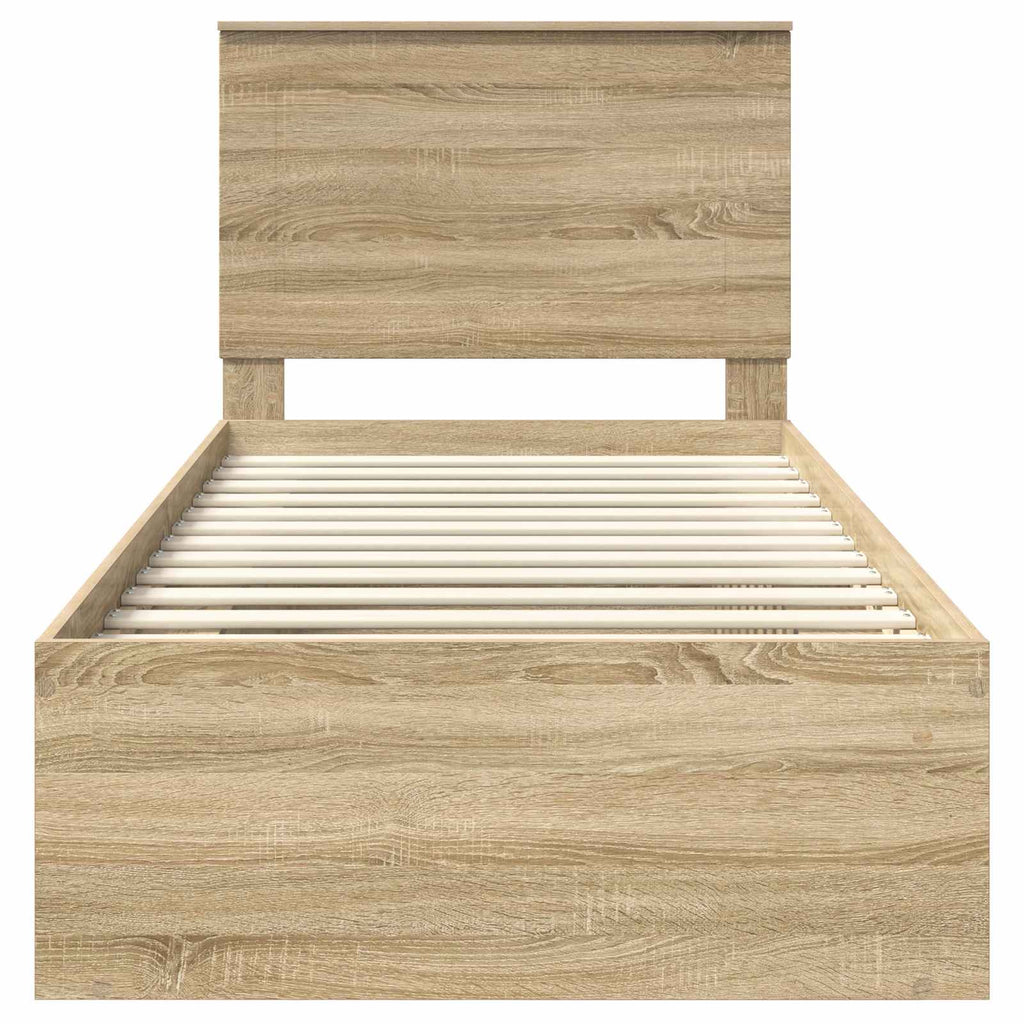vidaXL Ramka łóżka Dąb Sonoma 75 x 190 cm Lite drewno sosnowe