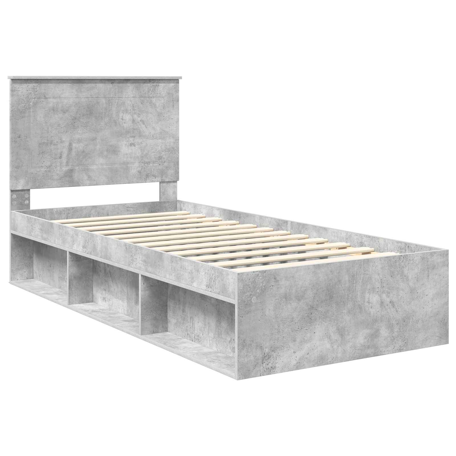 vidaXL Ramka łóżka Szary beton 75 x 190 cm Lite drewno sosnowe