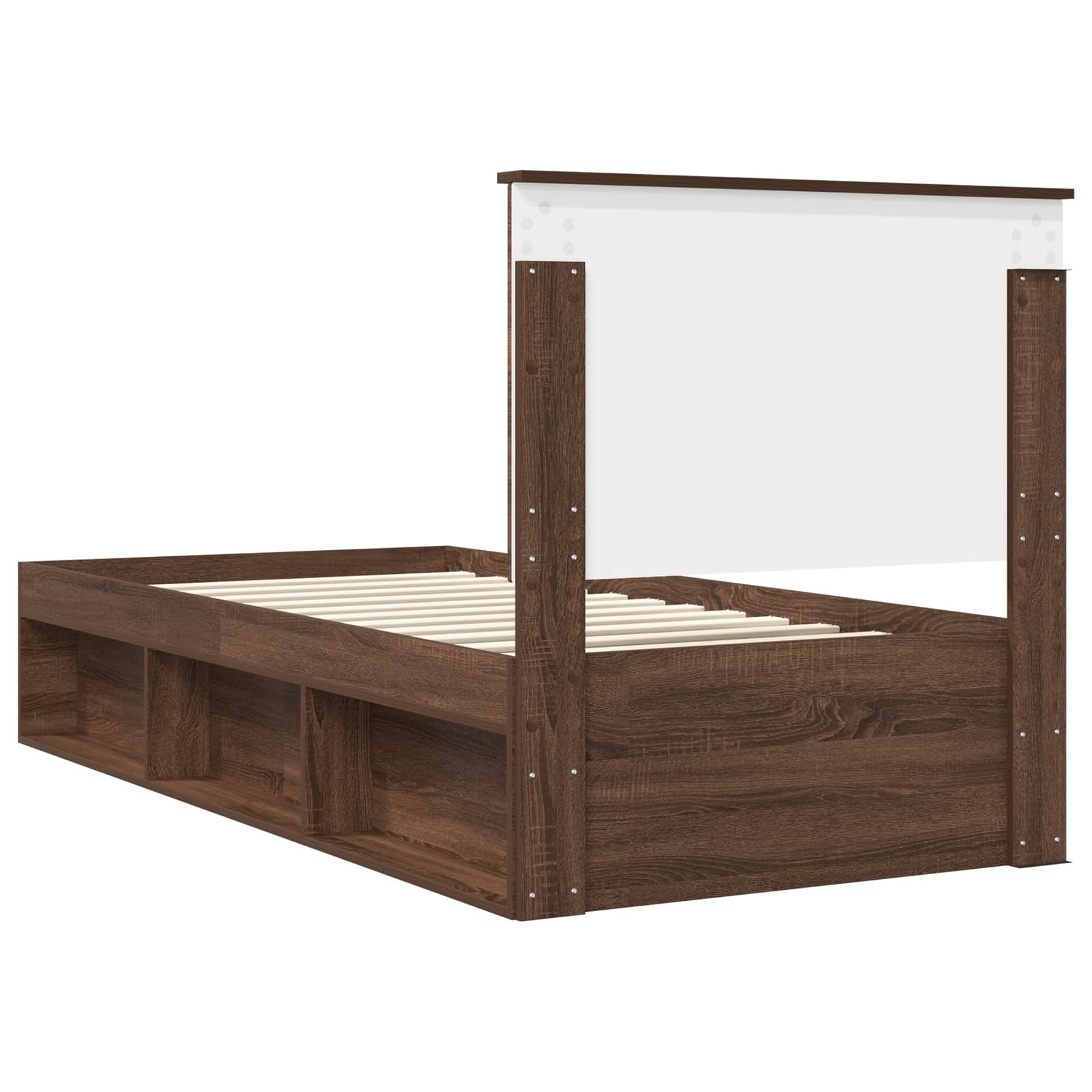 vidaXL Ramka łóżka Brązowy dąb 75 x 190 cm Lite drewno sosnowe