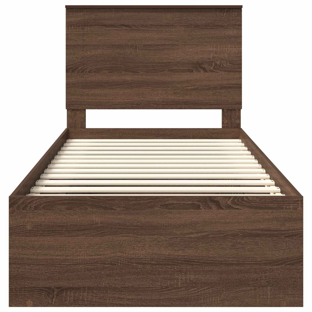 vidaXL Ramka łóżka Brązowy dąb 75 x 190 cm Lite drewno sosnowe