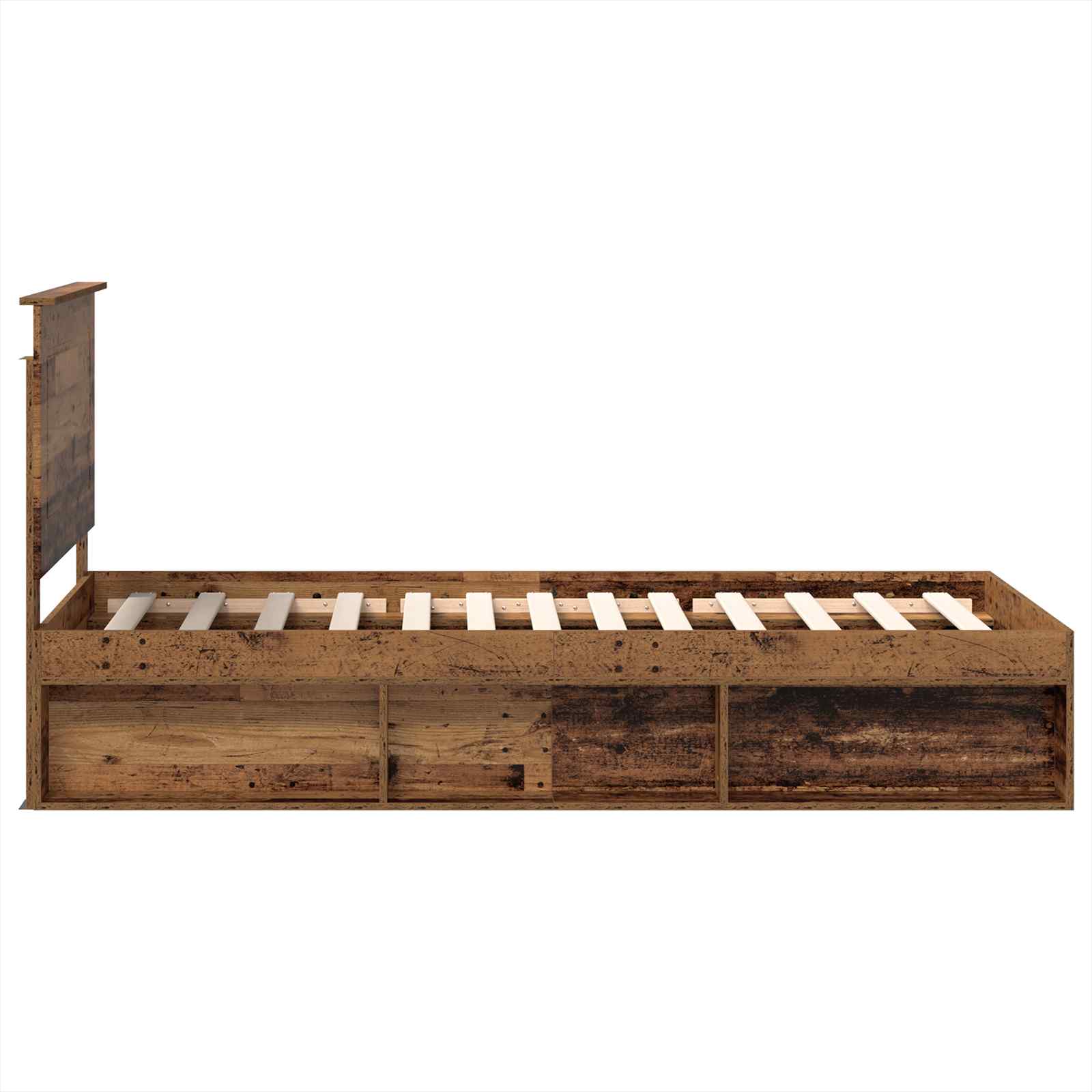 vidaXL Ramka łóżka Stare drewno 75 x 190 cm Lite drewno sosnowe