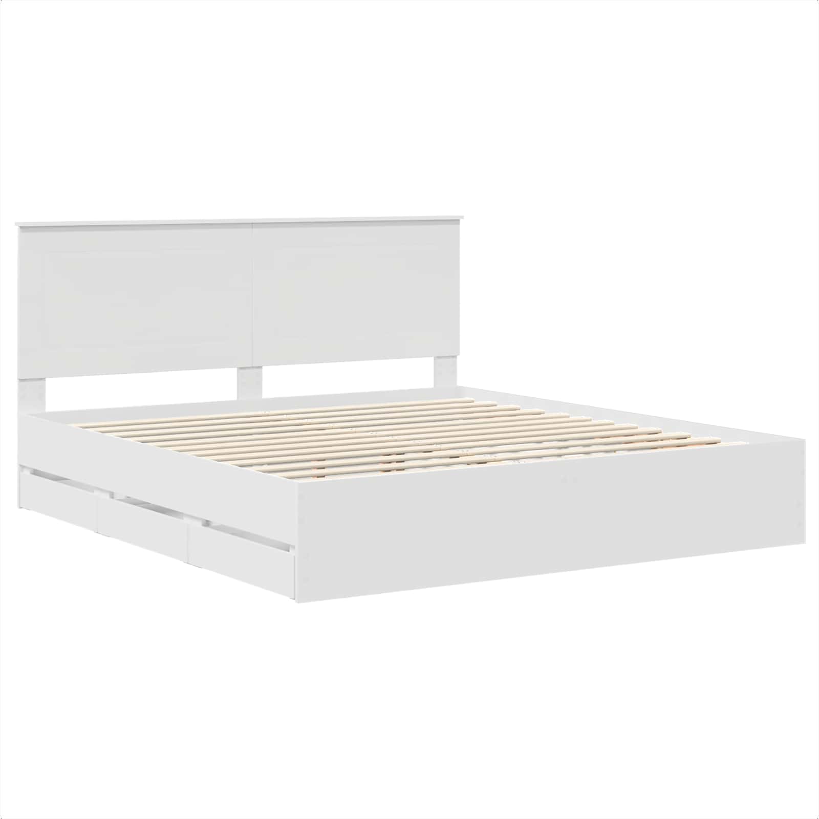 vidaXL Ramka łóżka z szufladą Biały 200 x 200 cm Drewno inżynieryjne