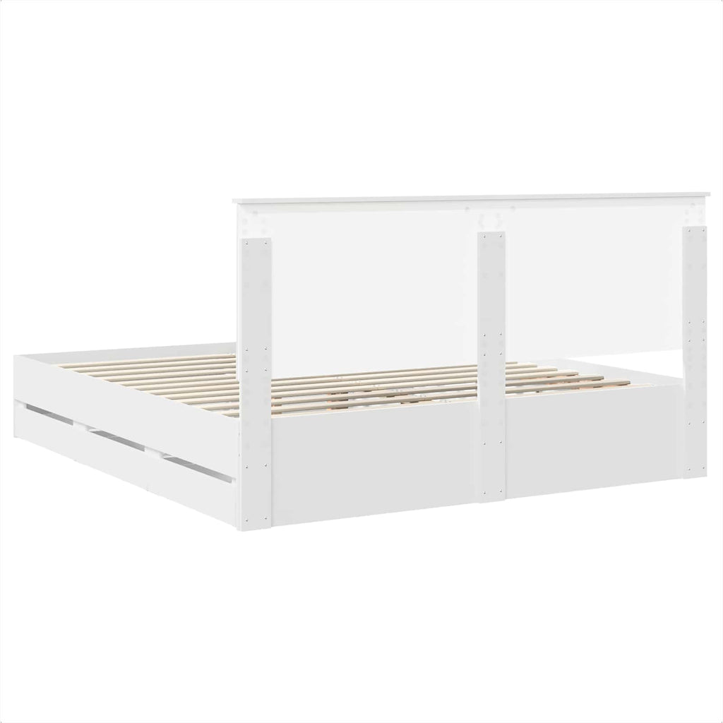 vidaXL Ramka łóżka z szufladą Biały 200 x 200 cm Drewno inżynieryjne