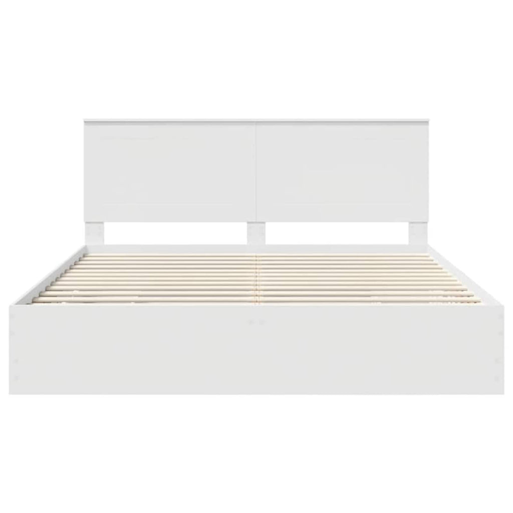 vidaXL Ramka łóżka z szufladą Biały 200 x 200 cm Drewno inżynieryjne