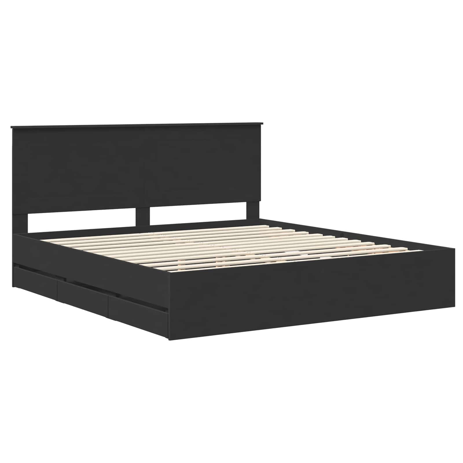 vidaXL Ramka łóżka z szufladą Czarny 200 x 200 cm Drewno inżynieryjne