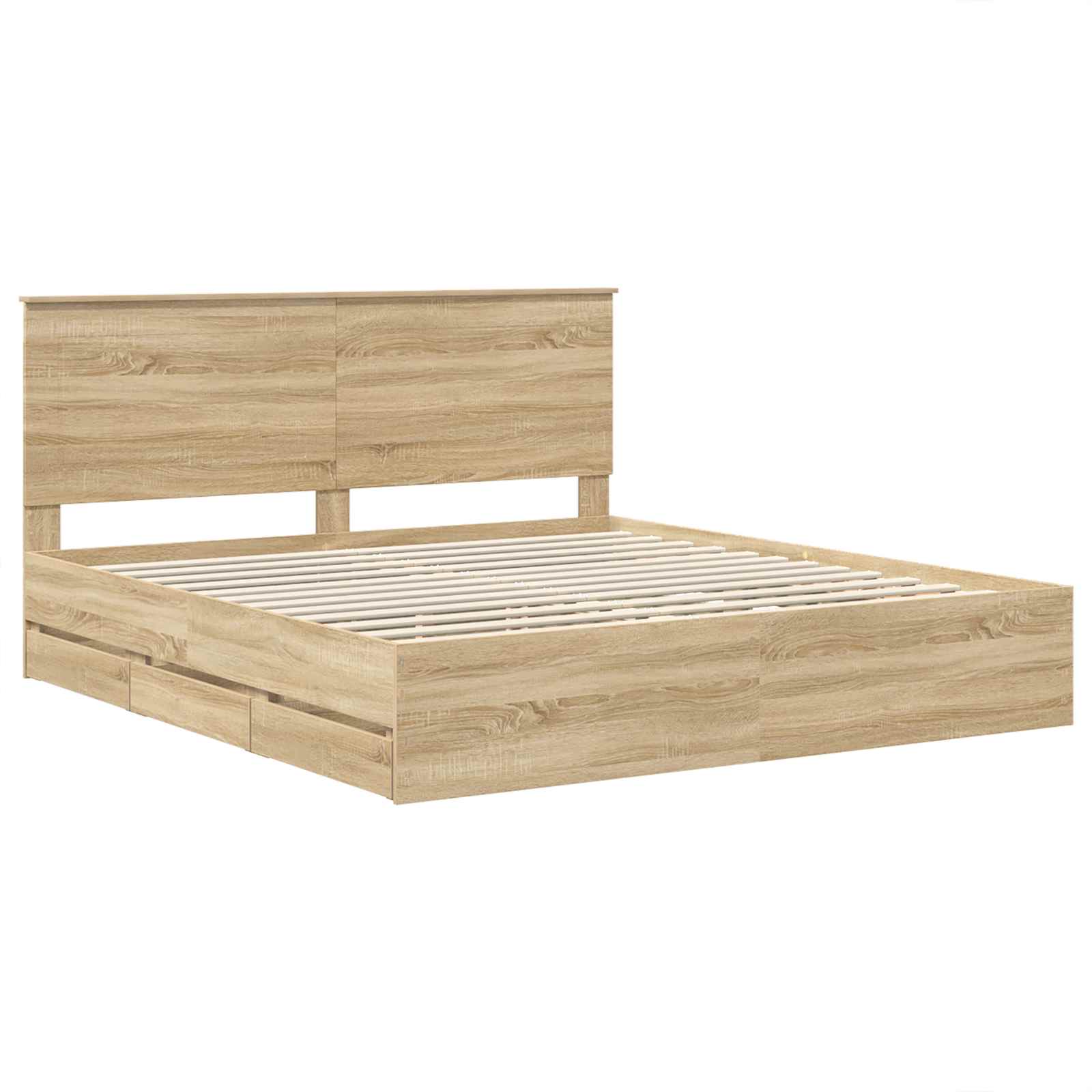 vidaXL Ramka łóżka Dąb Sonoma 200 x 200 cm Drewno inżynieryjne