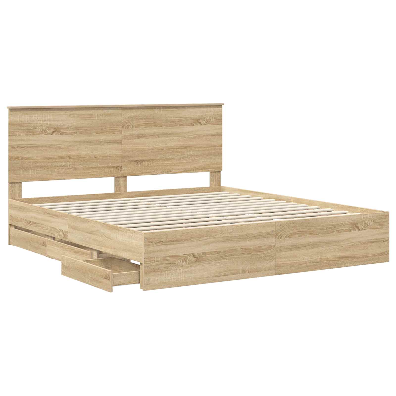 vidaXL Ramka łóżka Dąb Sonoma 200 x 200 cm Drewno inżynieryjne