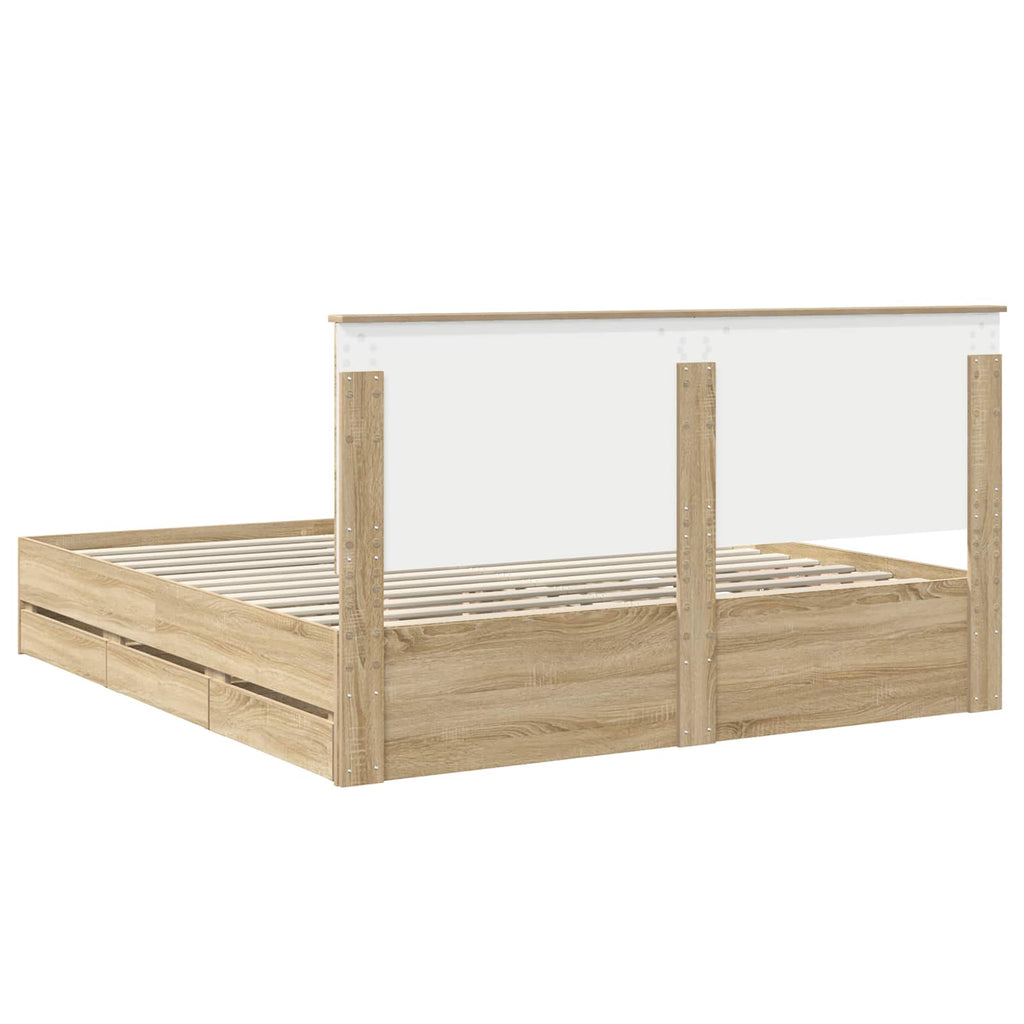 vidaXL Ramka łóżka Dąb Sonoma 200 x 200 cm Drewno inżynieryjne