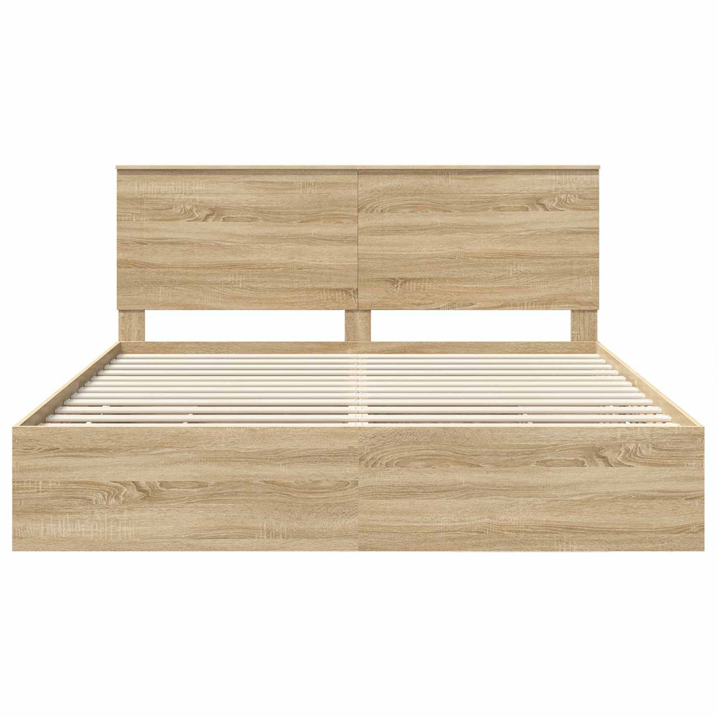 vidaXL Ramka łóżka Dąb Sonoma 200 x 200 cm Drewno inżynieryjne