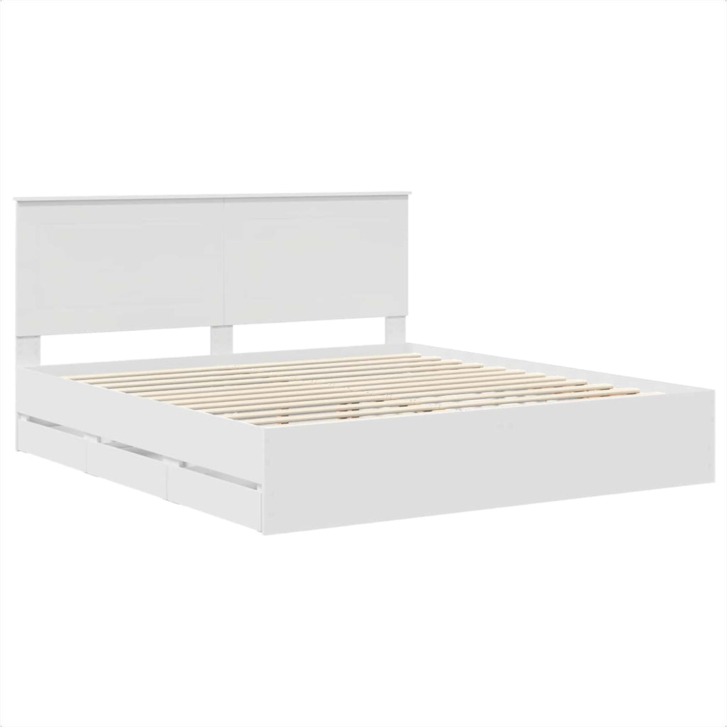 vidaXL Ramka łóżka z szufladą Biały 180 x 200 cm Drewno inżynieryjne