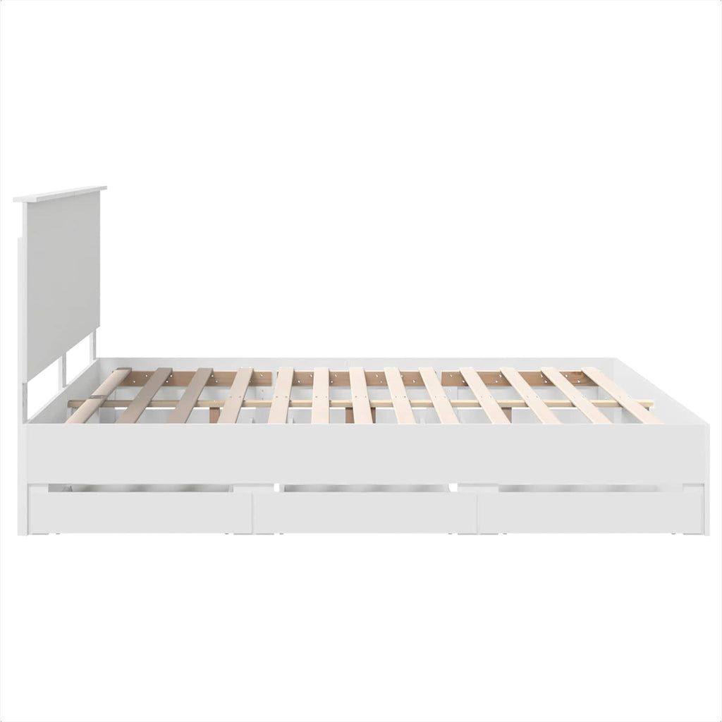 vidaXL Ramka łóżka z szufladą Biały 180 x 200 cm Drewno inżynieryjne