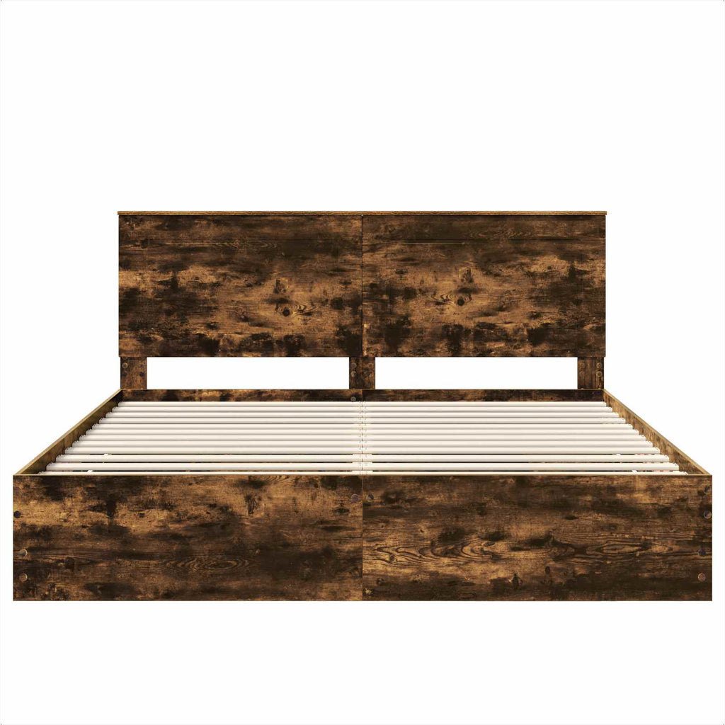 vidaXL Ramka łóżka Dąb wędzony 180 x 200 cm Drewno inżynieryjne