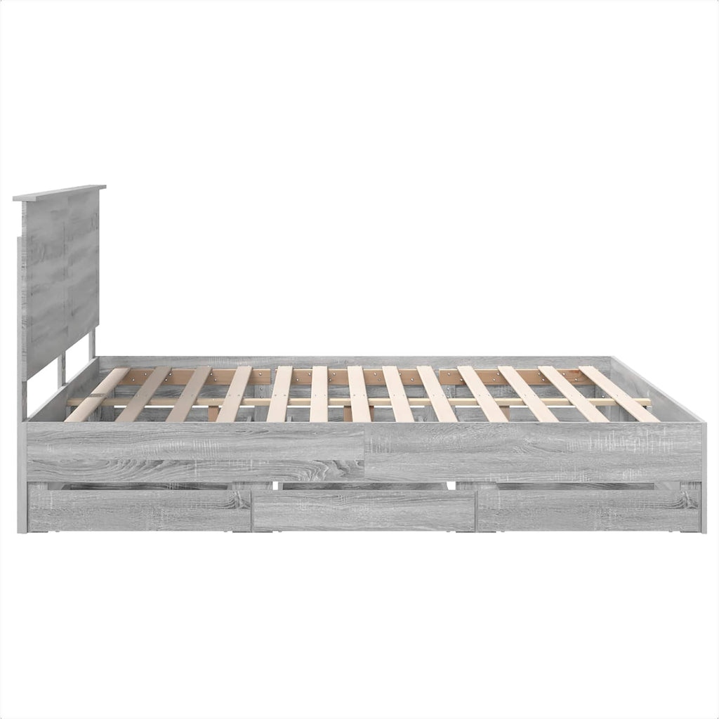 vidaXL Ramka łóżka Szary Sonoma 180 x 200 cm Drewno inżynieryjne