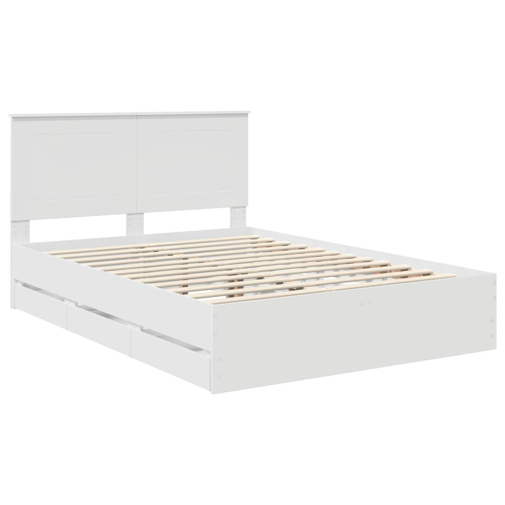vidaXL Ramka łóżka z szufladą Biały 150 x 200 cm Drewno inżynieryjne