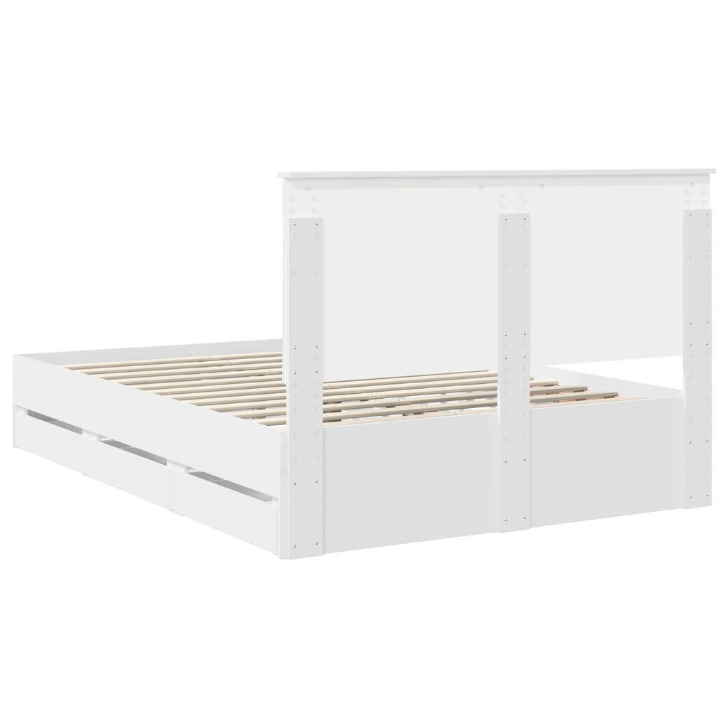 vidaXL Ramka łóżka z szufladą Biały 150 x 200 cm Drewno inżynieryjne