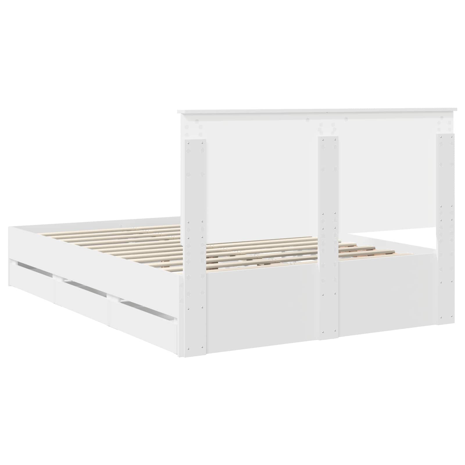 vidaXL Ramka łóżka z szufladą Biały 150 x 200 cm Drewno inżynieryjne