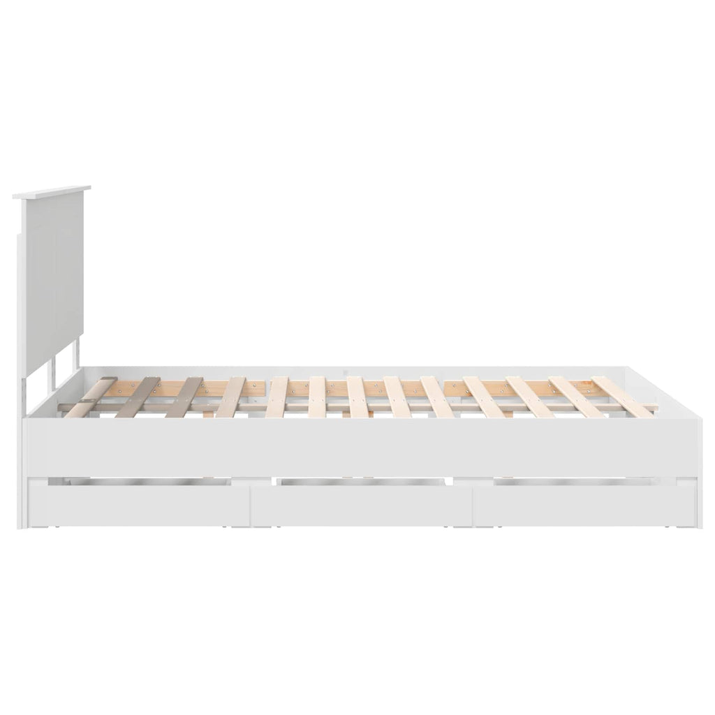vidaXL Ramka łóżka z szufladą Biały 150 x 200 cm Drewno inżynieryjne