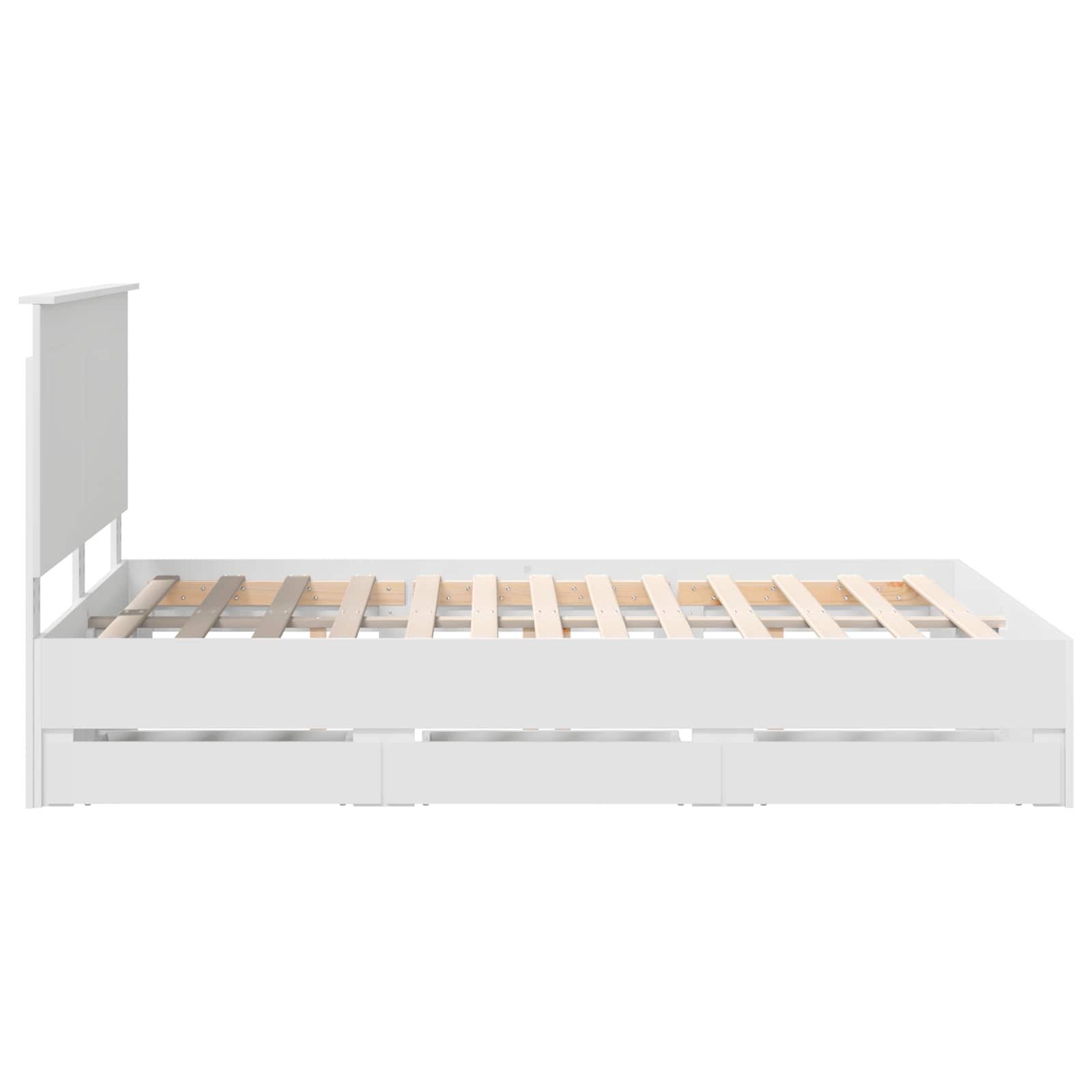 vidaXL Ramka łóżka z szufladą Biały 150 x 200 cm Drewno inżynieryjne