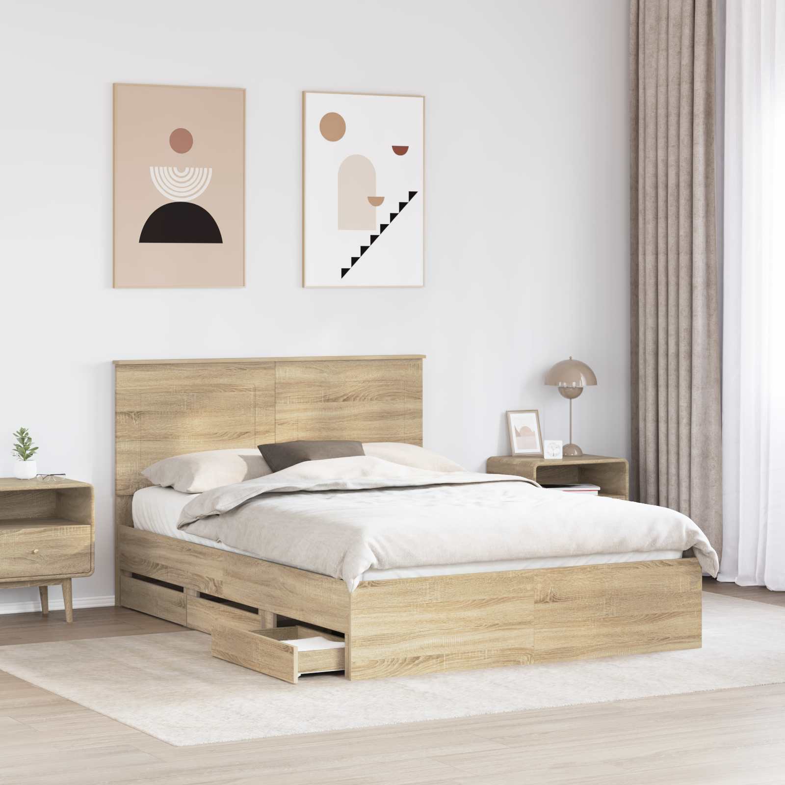 vidaXL Ramka łóżka Dąb Sonoma 150 x 200 cm Drewno inżynieryjne
