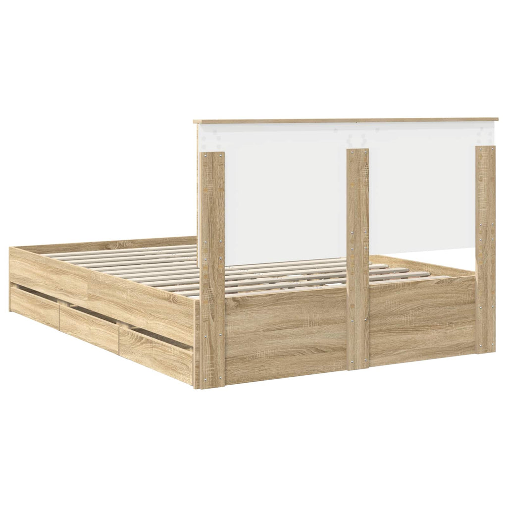 vidaXL Ramka łóżka Dąb Sonoma 150 x 200 cm Drewno inżynieryjne