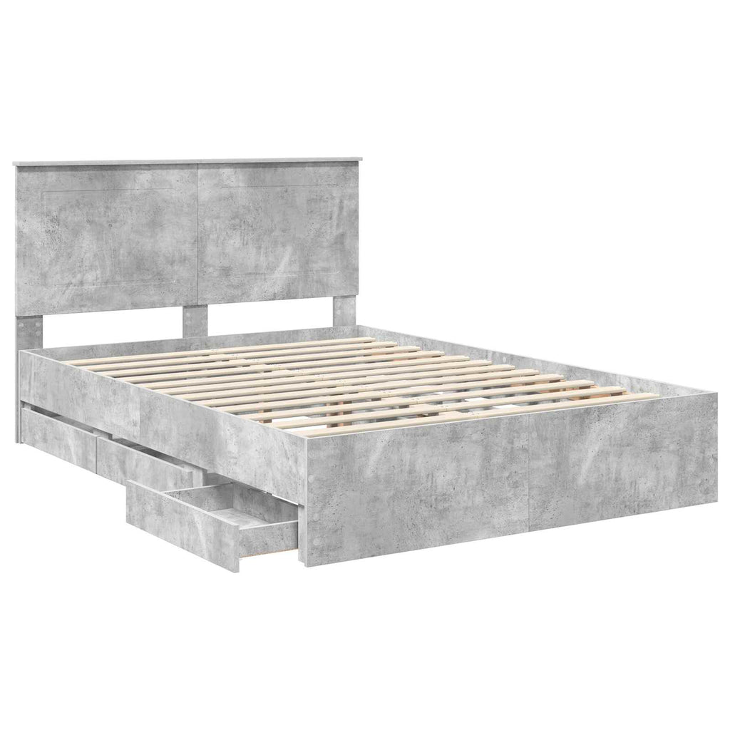 vidaXL Ramka łóżka Betonowy szary 150 x 200 cm Drewno inżynieryjne